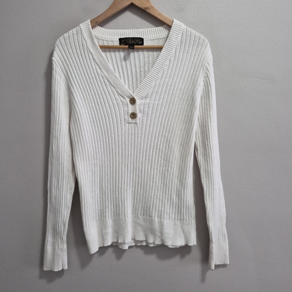 Lauren Jeans Company Ralph Lauren Ribbed White Nautical Sweater Size XL